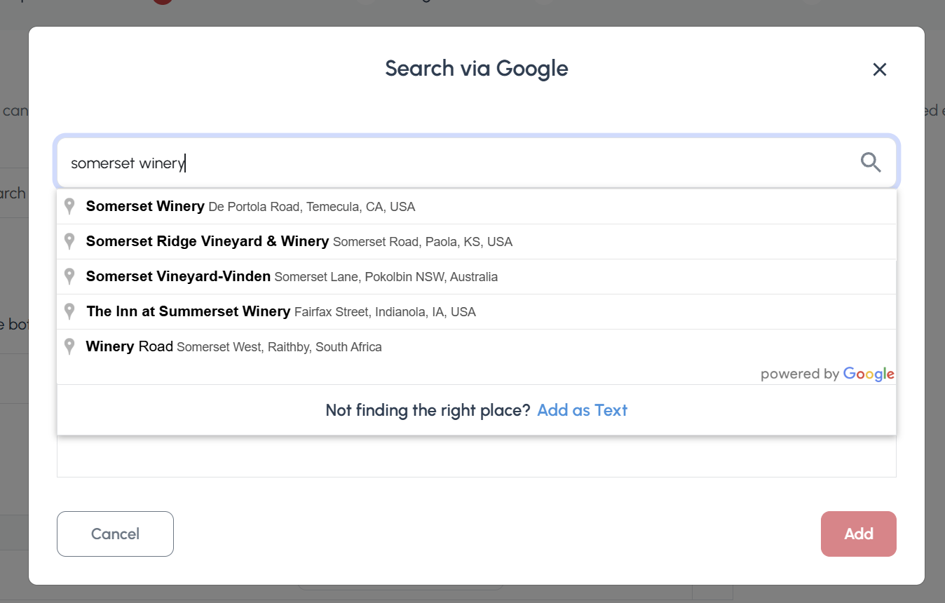 An example of the landmark suggestions when you Search via Google