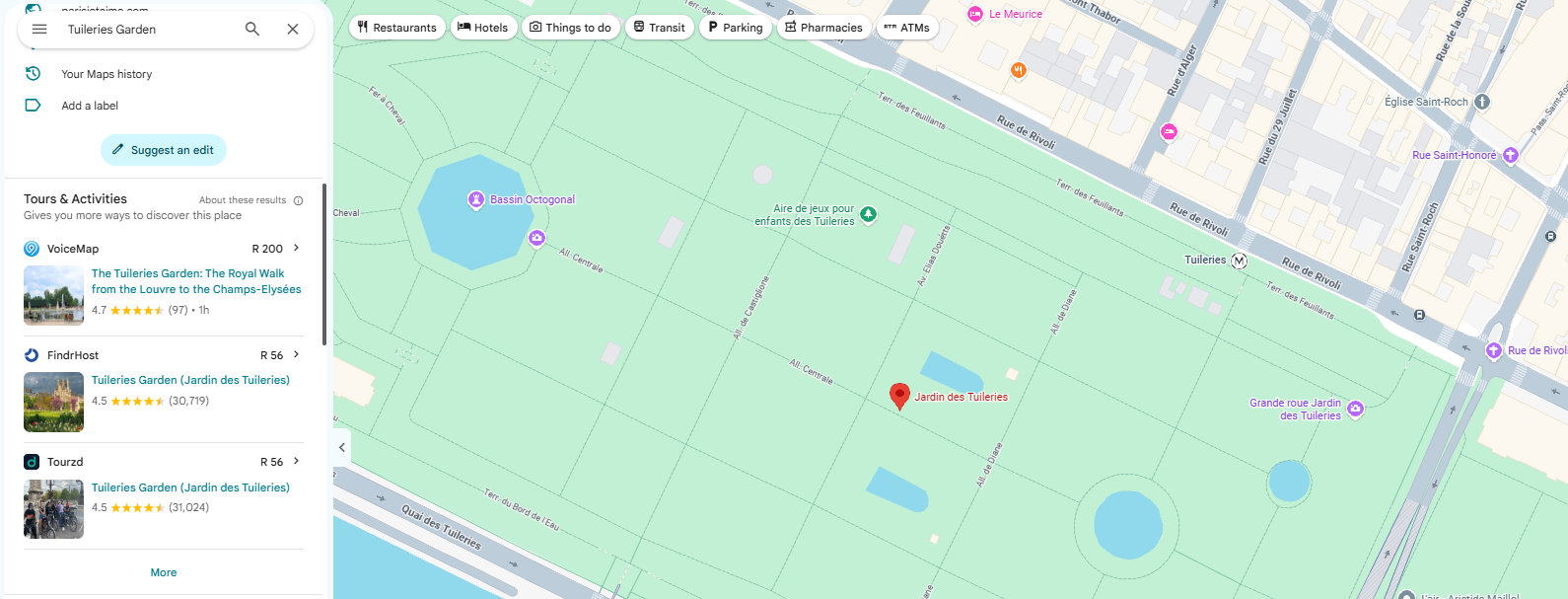 The Google Maps result for 
