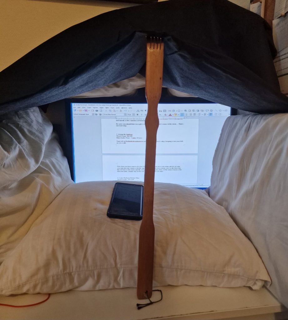An excellent example of a blanket tent for recording your script