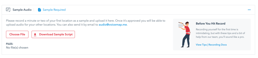 The Upload Audio tab